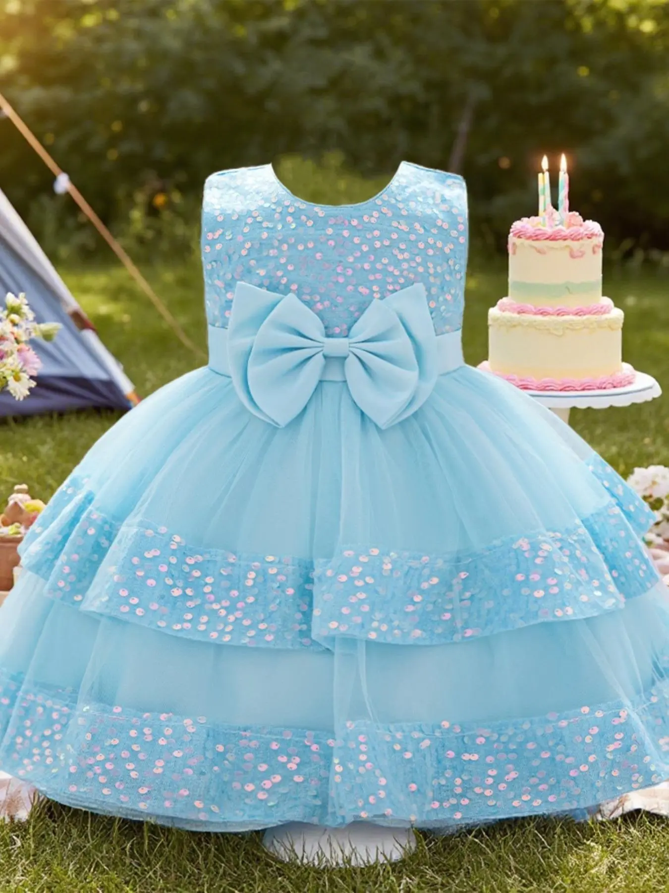 Baby Girls Dresses Summer Party Birthday Dresses Bow Tie Cute Dress Ballet Skirt Princess Gown All Seasons Dress Bubble Dress Girl Baby Girl Clothes Baby Clothing