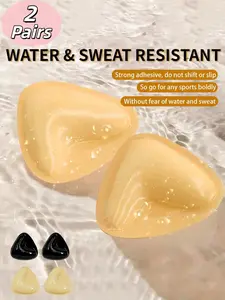 1/2 Pair Set Women Double Sided Sticky Bra Inserts Reusable, Sticky Cleavage Enhancing Pads - Breathable Silicone Triangle Thick Adhesive Bra Pads, Push Up Lift Self-Adhesive Pads, Reusable Extra Thick Instant Lift Pads, Suitable For Sports Bras And Swimw