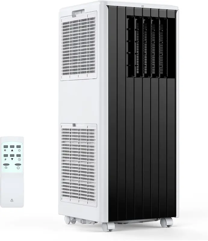 8000 BTU Portable Window AC Unit - 3-in-1 Multi Function Airconditioner with 3 Cooling Modes, Dehumidifier, Fan, Drain Pipe, Energy-Efficient for Small Space, Bedroom (Cools Up to 350 Sq. Ft., Easy Mobility), 3-In-1 Unit