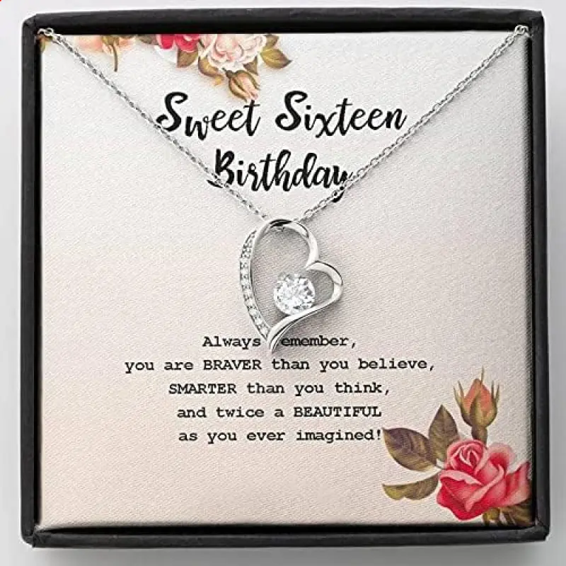 Sweet Sixteen Birthday for Girls, Inspirational Birthday Necklace Girls Gift, Gift for sister, best friend, daughter, niece, unique birthday ideas for sister, Birthday ideas for girlfriend. Necklace Jewelry With Meaningful Messages Card & Box