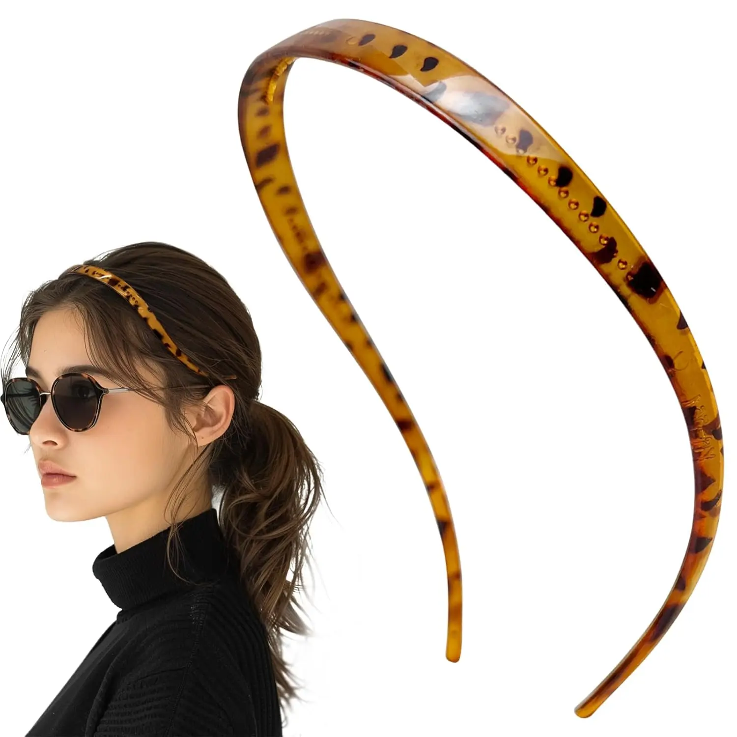 Women's 2-Pack Non-Slip Tortoise Headbands for Glasses Wearers - Pressure-Free Wide Headband Accessory, Wide Headbands