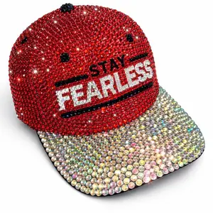 Nikki Bella Stay Fearless Full Rhinestone Baseball Hat In Siam Red & Crystal AB