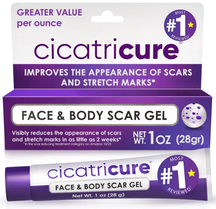 Cicatricure Advanced Scar Gel for Face & Body - Proven Results in 2 Weeks, Scar Treatment for Surgical Scars, Stretch Marks, Scars of Burns and Injuries, Acne Scar Treatment, 1 oz (28 g)