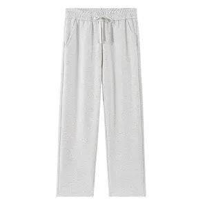 Minimalist plain black straight-leg sweatpants with elastic waistband, streetwear
