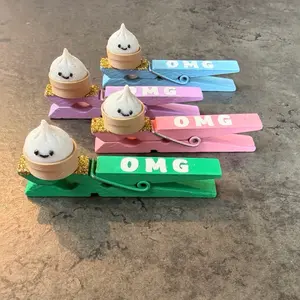 Cute glitter dumpling OMG Clips - Handmade Wooden Clothes Pins perfect for clipping backpack at your next game, practice, tournament or competition .