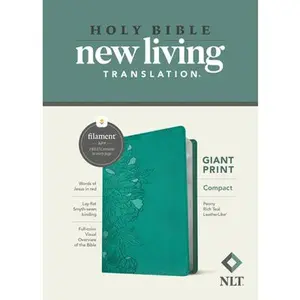 NLT Compact Giant Print Bible, Filament Enabled (Leatherlike, Peony Rich Teal, Red Letter) -- New Living Translation, Leather / Fine Binding