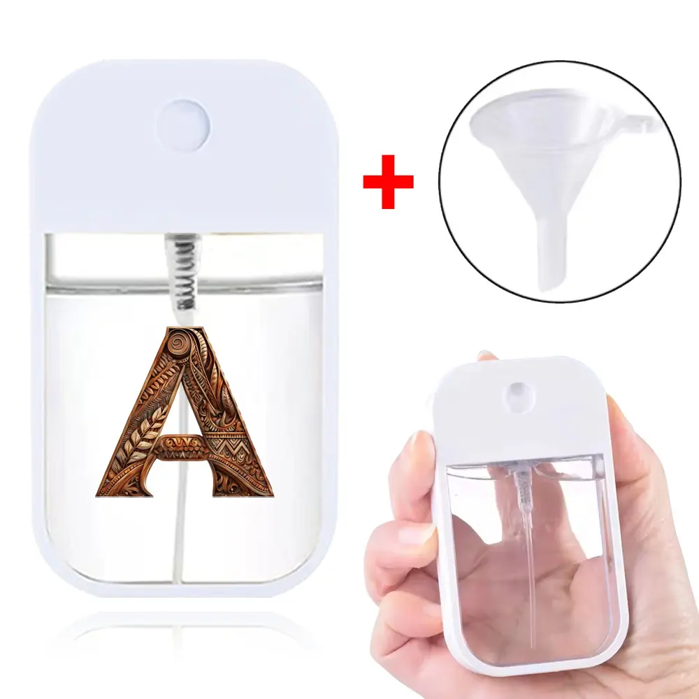 45ml Student Spray Bottle | Refillable Perfume/Hand Sanitizer Atomizer with Funnel | Pocket-Sized Empty Mister Container | Wooden Texture Initial Name (26 Letters) | Ideal Back to School Accessory for Dorms & Travel