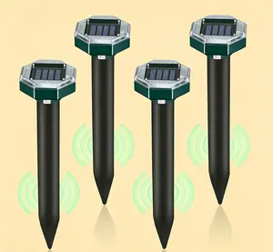 Mole Repellent Solar Powered, Ultrasonic Mole Deterrent Stakes, Sonic Spikes Repeller Snake Groundhog Vole Gopher Repellent for Lawns Garden Yard . 2 Pack