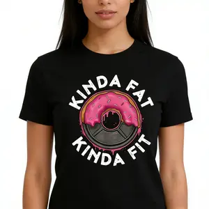 Comfort Short Sleeve T- Shirt NEW! Gym Workout Kinda Fat Kinda Fit Funny Doughnut Gift T-Shirt - MADE IN USA