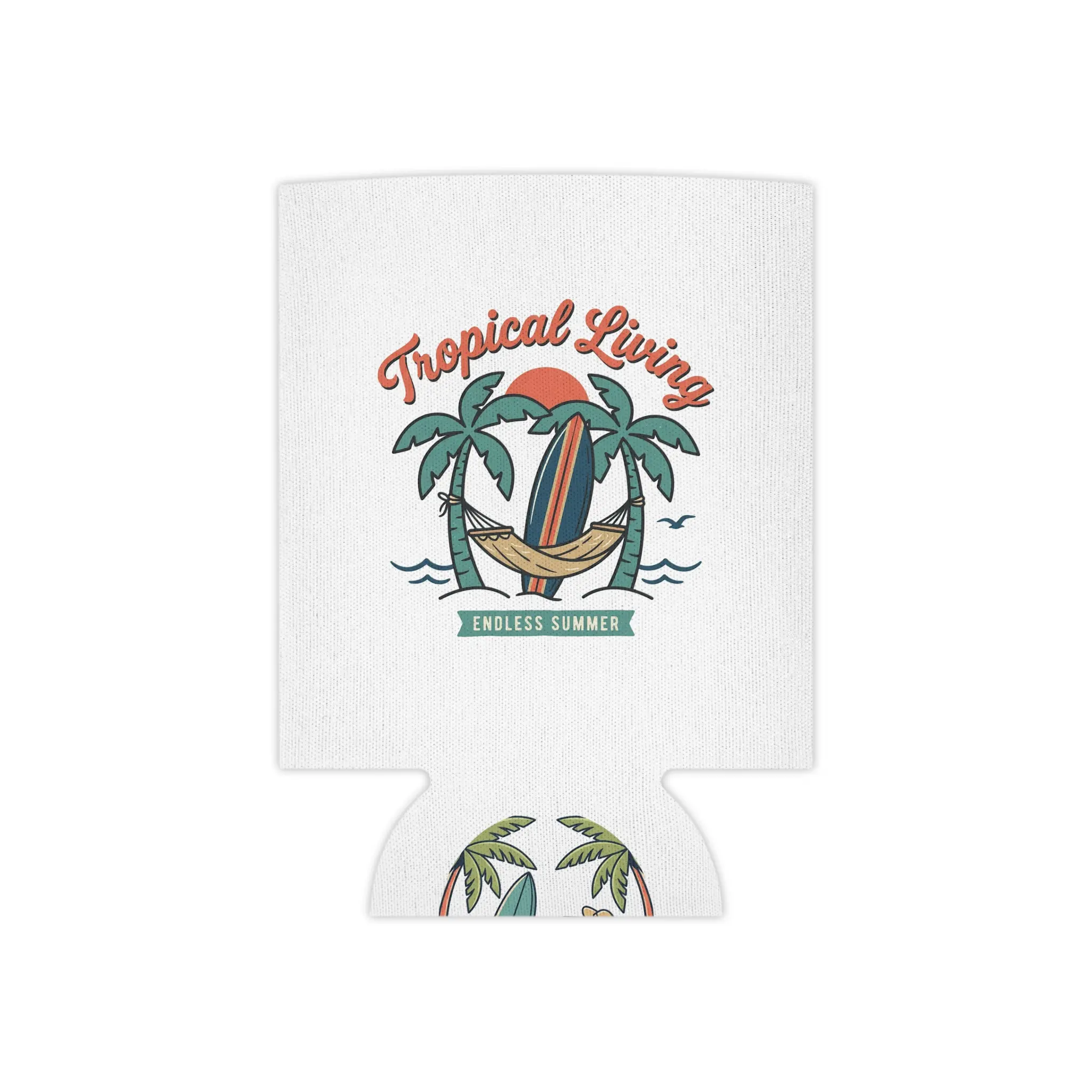 Tropical Living Can Cooler — "Endless Summer" Beach Palm Drink Koozie