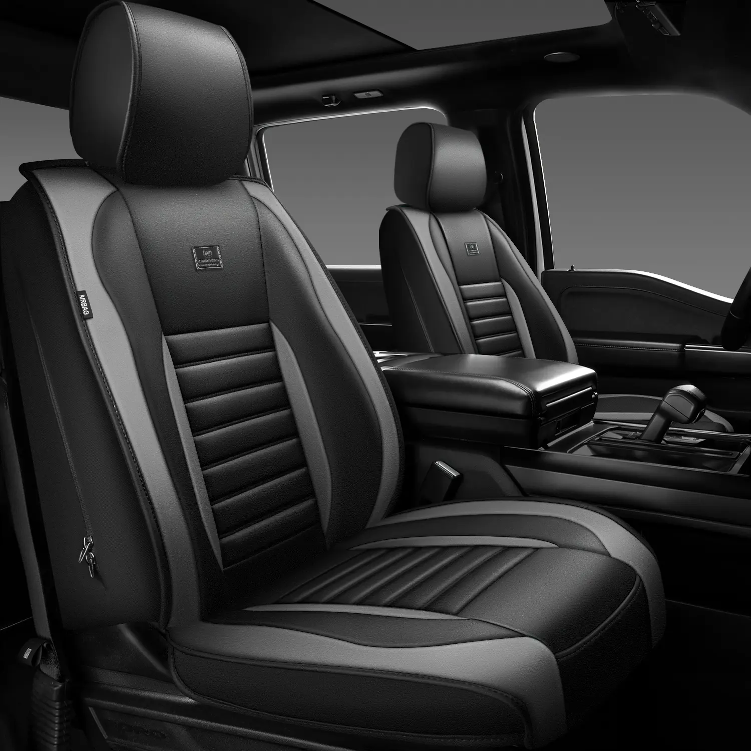 CAR PASS Nappa Leather Seat Covers Protection for Front Seats Universal Waterproof & Anti-Slip Design Airbag Compatible for Sedan, SUV, Pickup Truck Black 1 Count CAR PASS Nappa Leather Seat Covers Protection for Front Seats Universal Waterproof & Anti-Slip Design Airbag Compatible for Sedan, SUV, Pickup Truck Black 1 Count