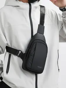 1pc Men's chest bag, Zipper fanny pack, Zipper belt bag, Bum bag, solid color crossbody bag, adjustable shoulder strap, zipper closure, wear-resistant fabric, suitable for daily commuting, shopping, gatherings, short distance travel