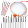 21 Pcs Nail Art Design Tools Set:Including 15 Painting Brushes with 5 Pcs 2-way Dotting Pens and 1 Gold-rimmed Resin Palette,Nail Art Brushes Kits Nail Art Supplies,Valentine's Day Fathersdaygift,DIY Hand Tools Kits
