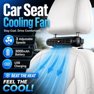Car Seat Velcro Fan: 3 Adjustable Speeds, Built-In 3000mAh Battery, USB Charging, Suitable For Cars, Golf Carts, And Travel RVs