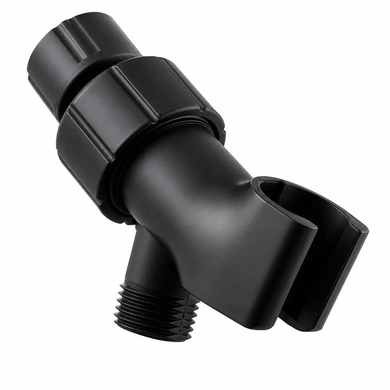 GMOX 360° Adjustable Shower Head Holder, Universal Fit Shower Arm Mount Bracket, Durable ABS Matte Black, No Tools Easy Install Angle Adjustable Bracket for Bathroom Handheld Showerhead