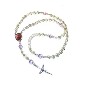 pink heart memorial photo name rosary