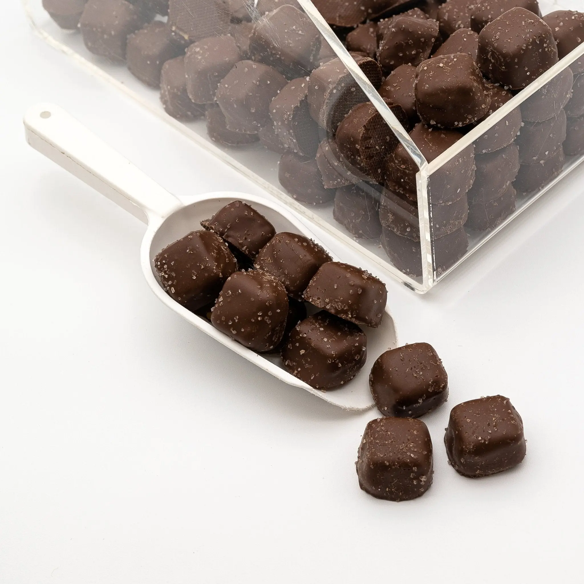 Dark Chocolate Sea Salt Caramel - 4 oz & 8 oz & 1 lb Chocolate Bag Snack Bonbon Sugar Cocoa