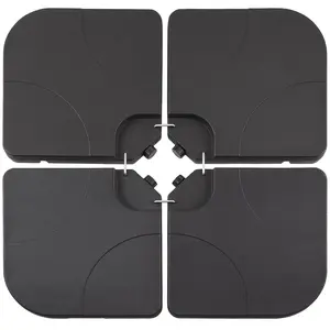 Garvee 4-Piece Heavy-Duty Cantilever Offset Patio Umbrella Base/Stand Outdoor, Square Plate Set with Lock Pins, Easy-Fill Spouts for Water/Sand, for Garden, Backyard and Poolside, Black