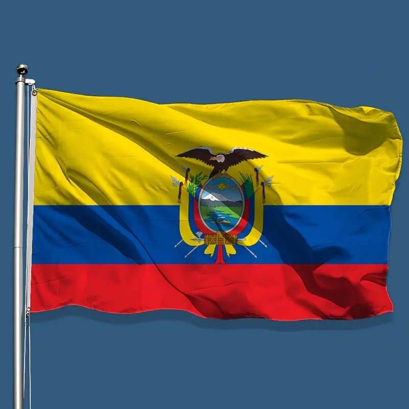 Ecuador Flag 23ft & 35ft, Yellow Blue Red Horizontal Stripes With Andean Condor Coat Of Arms Banner Matches Bucked Up Backpack Bucked Up Backpack, Outdoor Yard Wall Decor Flag With Anti-Rust Eyelets