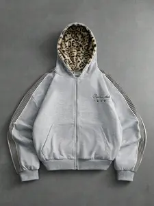 Unisex Leopard Hoodie, Casual Fitted Long Sleeve Pullover, Fall & Winter Essential, Comfortable Daily Wear