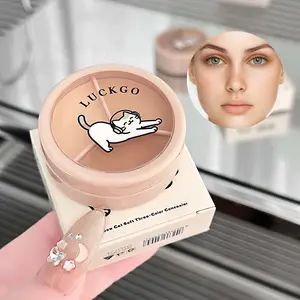 Colorful Cat Soft Three-Color Concealer, Long-Lasting Makeup, Flawless Finish, Highlighting, Blending, Perfect for All Skin Types