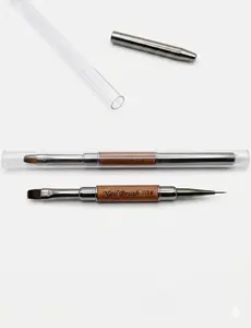 2 pincel Dual-Ended Nail Brush 01# - Professional Wooden Handle - Short Round & Painting