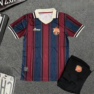 25 26 Unisex Soccer 125th Anniversary Edition Away Soccer Kit, Premium Fabric Match Style Set - Home Fans Version Red Blue Football Jersey