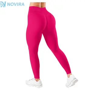 NOVIRA Sport Women's Plain High Waist Sports Shorts Leggings, High Stretch Seamless Tummy Control Yoga Leggings, Ladies Sportswear for Indoor Outdoor Wear, Gym Activewear, Tight Leggings, Workout Clothes Women