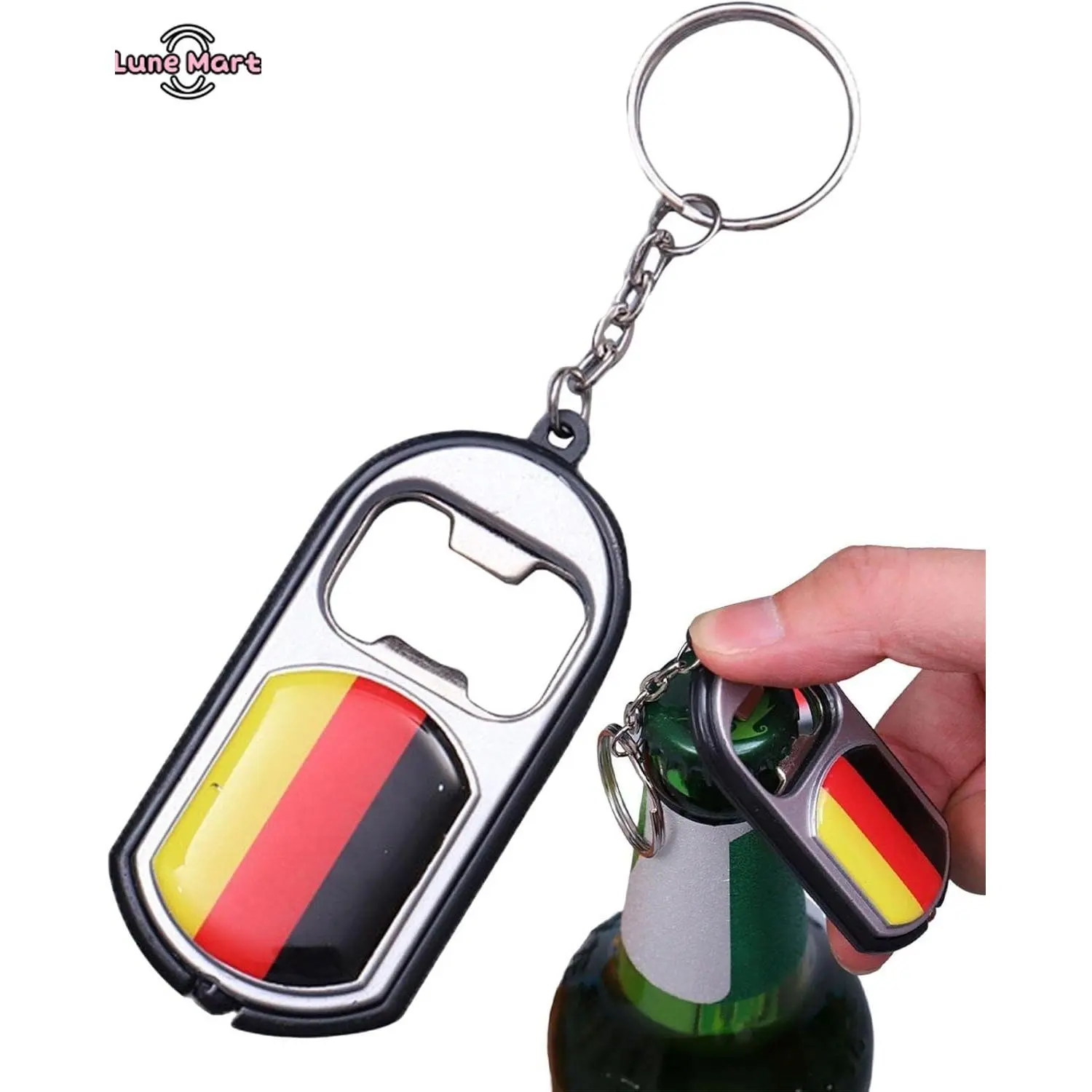 Multi-Functional National Flag Compact Keychain - Bottle Opener, LED Flashlight - For Sports Fans, Daily Use - Multiple Country Flag Designs, Keychains, Compact Keychain Keychains