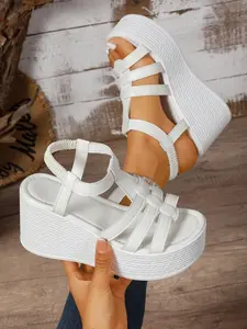 Women's Open Toe Wedge Sandals with Adjustable Straps, Multi-Strap Thick Sole Shoes, Summer Beach and Casual Wear, Flatform Sandals (//)