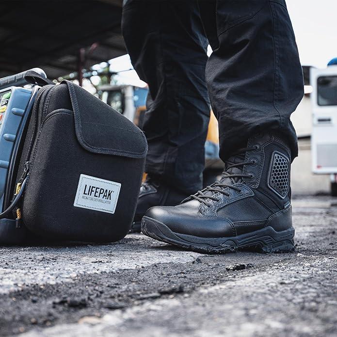 Magnum - Strike Force 8" Side Zipper Tactical Boots - Designed for Police, EMS, Security, Military, Hunting & Motorcycle w/Slip Resistant Michelin Outsole and Composite Toe