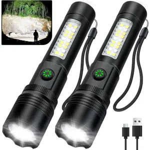 Flashlight Rechargeable Flashlights High Lumens, 99,000 LM Bright LED Flashlight  Flash Light, USB Rechargeable Flashlights &  Handheld Flash lights for  Camping Hiking(2 Pack)