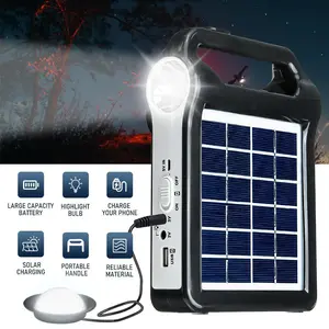 Portable Solar Panel Kit,Folding Solar Charger With Flashlight,LED 220V Power System USB Charging Generat for Camping,2 DC Interfaces for External Light Bulb Connection,Can charge electronic products such as mobile phones, MP3 players Mobile Power Supply