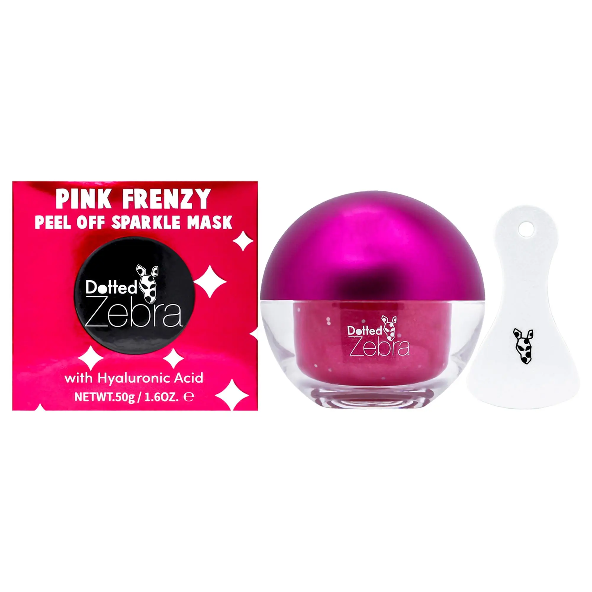 Women's Dotted Zebra Pink Frenzy Hyaluronic Peel-Off Sparkle Mask - Glitter Effect, 1.6oz, All Seasons Beauty Mask for Unisex Fragrance & Personal Care