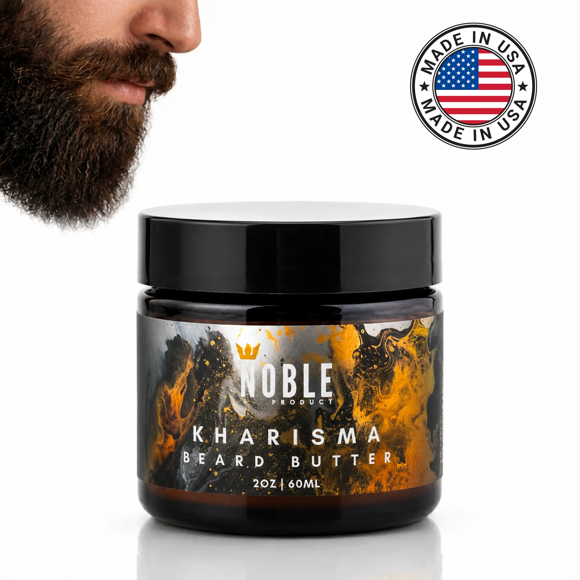 Kharisma Beard Butter | Luxury Saffron & Jasmine Scent | Softens, Conditions & Hydrates | 2 oz