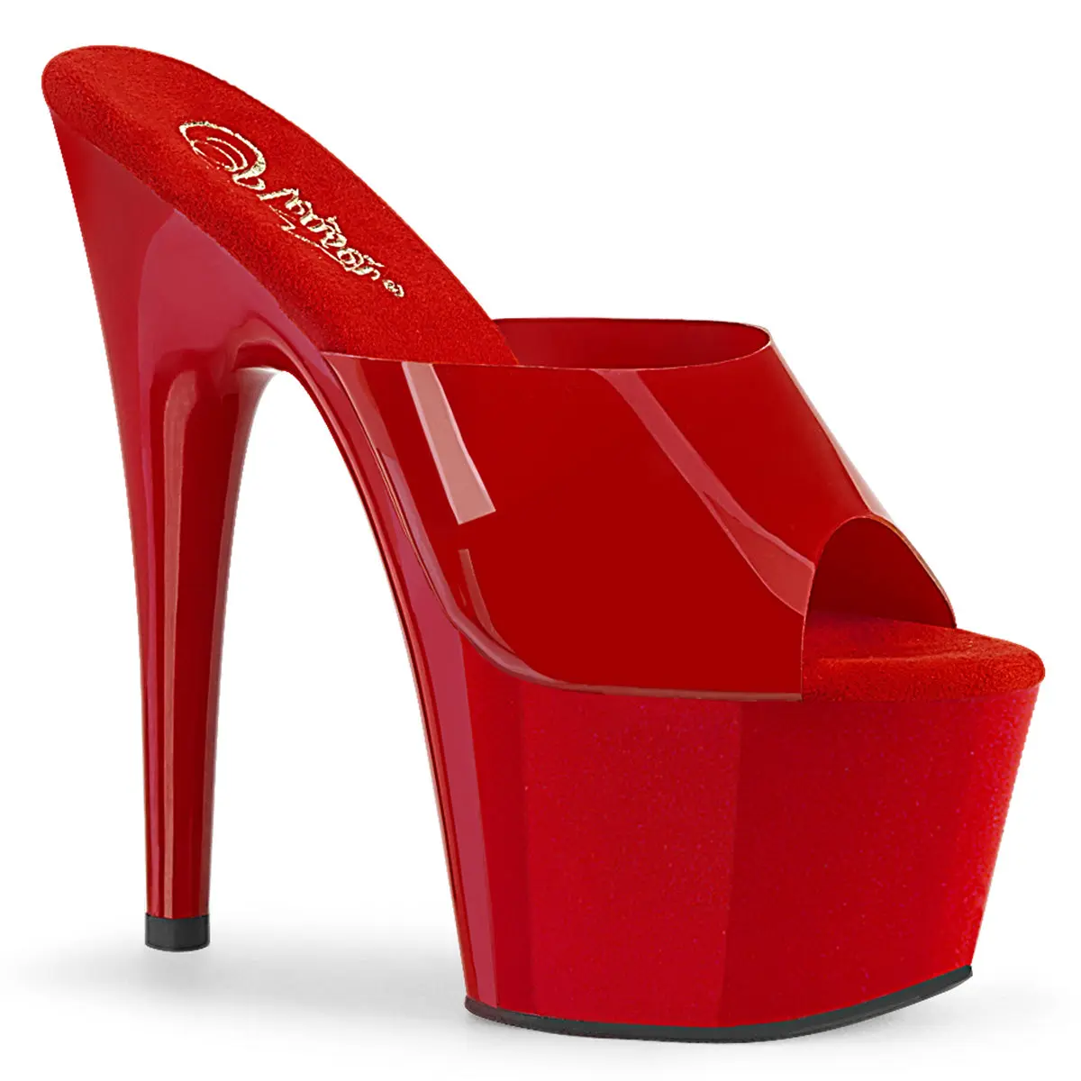 Women's Stylish Heeled Slide Sandals - ADORE-701N Red Jelly Footwear with 7-in Stiletto and 2.75-in Platform