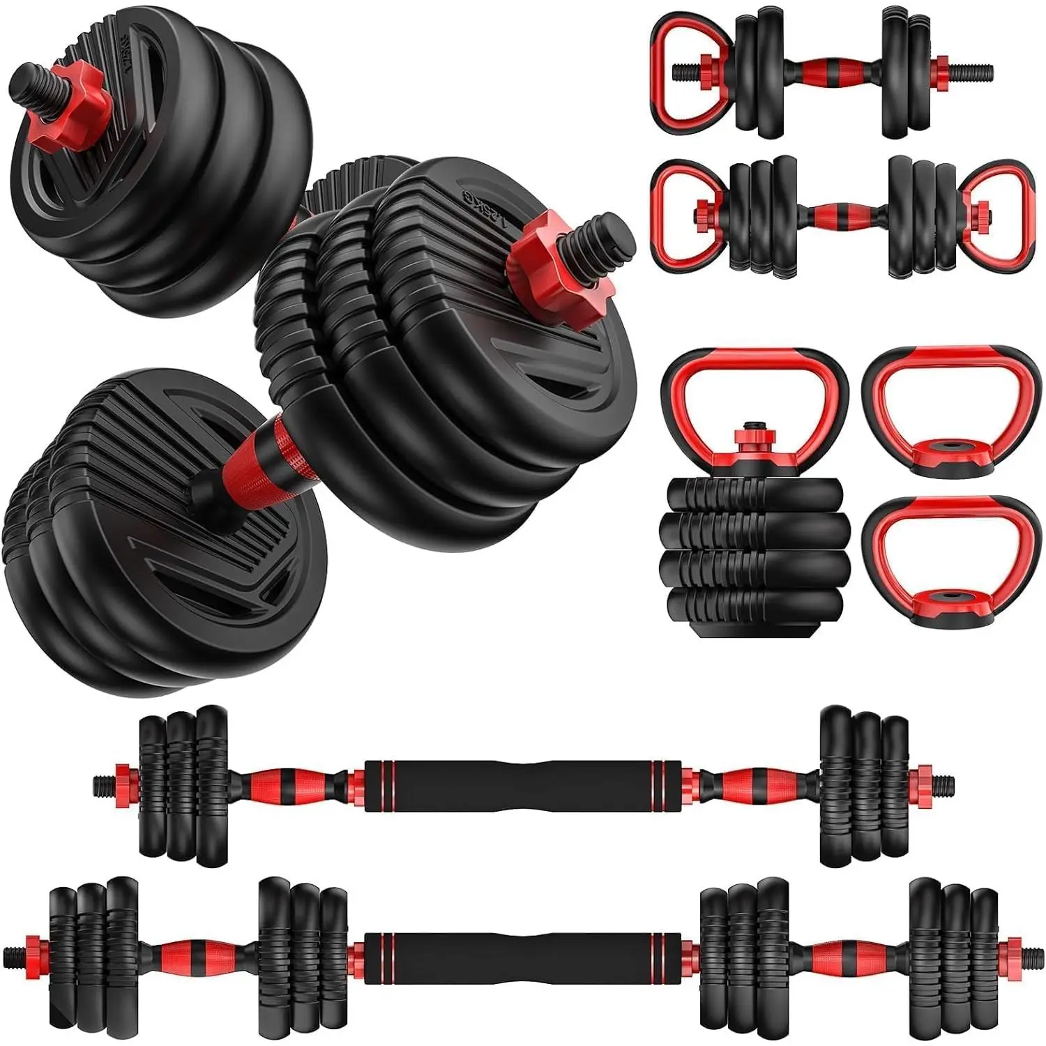 Adjustable Dumbbells, 20/30/45/70/90lbs Free Weight Set with Connector,5 in1 Dumbbells Set  as Barbell,Kettlebells,Push up Stand,Fitness Exercises for  Gym Suitable Men/Women