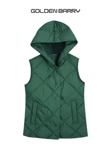 GOLDEN BARRY|135040 Diamond grid hooded down vest