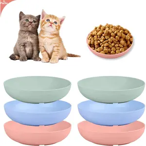 6-Pieces Whisker Fatigue Cat Bowl - 5.5 Inch Shallow Cat Food Dish Wide Cats Wet Feeding Bowls, PET Plate for Kittens and Short Legged Cats (Type-A Normal Bowls)
