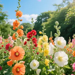 Cottage Garden Starter – 200 Hollyhock Seeds with Stunning Tall Blooms, Perfect for Fences, Natural Screens & Bee Gardens