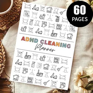 ADHD Friendly Cleaning Planner 60 Pages Household Chore Management Notebook Home Cleaning Task Tracker Habit Builder Journal Improve Chore Efficiency Practical Home Planning Log Book