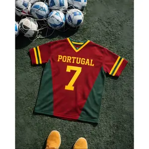 Vintage Portugal Soccer Jersey Number 7 - Retro Red and Green Soccer Shirt - 90s Bootleg Sportswear Tee, Game Day Apparel, The Big Tournament 2026 Inspired