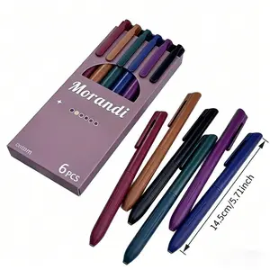 6-Pack Neutral Tone Retro 0.5mm Gel Pens, Colorful Fine-Writing Office Stationery, Ideal for Hand Accounts, Office Planning, Mothers Day Gift