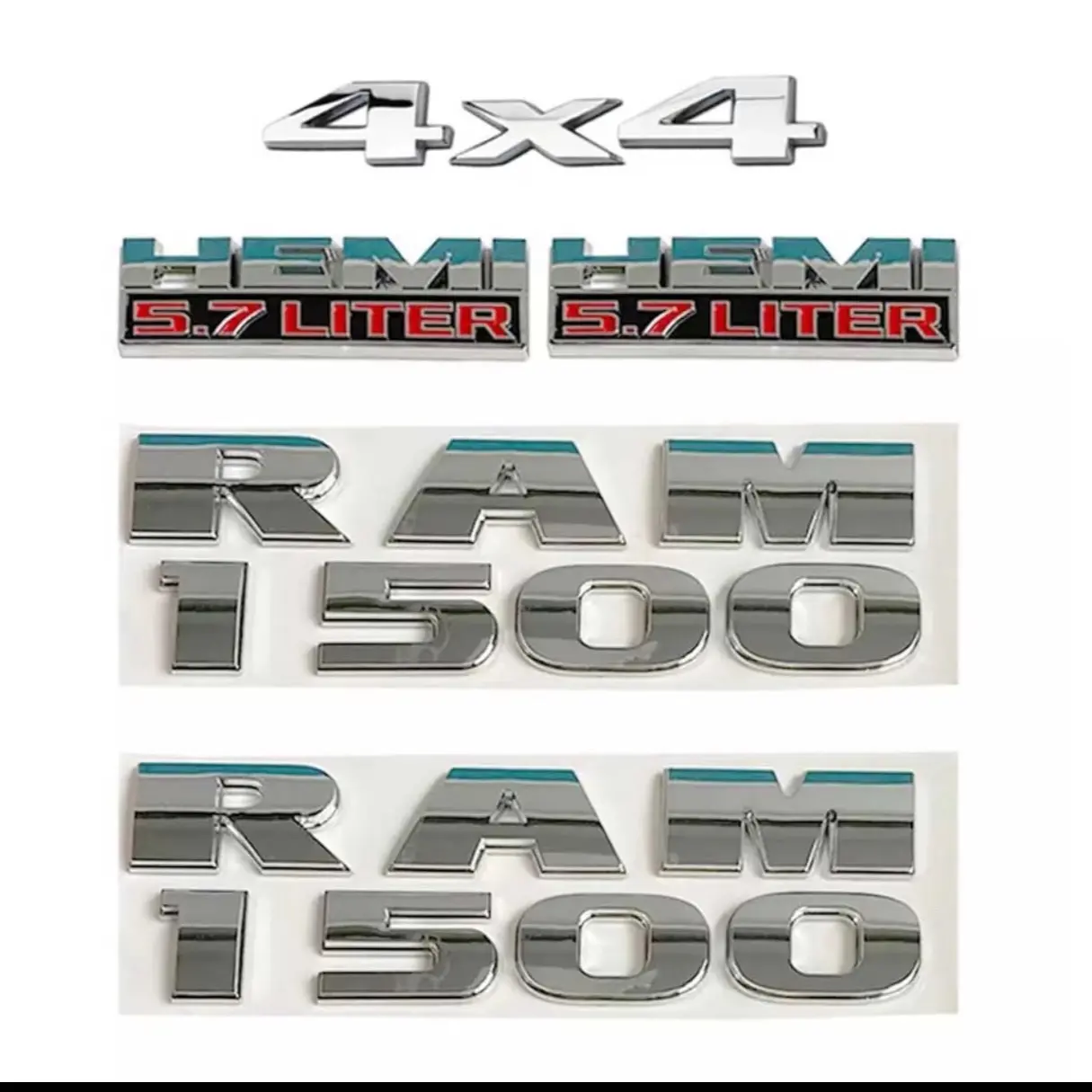 5Pcs For 1500 4X4 Door Side Fender Tailgate 5.7 Liter HEMI Emblem Badge Black