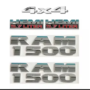 5Pcs For 1500 4X4 Door Side Fender Tailgate 5.7 Liter HEMI Emblem Badge Black