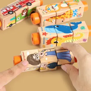 Wooden Animal Rotating 3D Puzzle with Cartoon Designs, Travel Toy for Pocket, Hand-Eye Coordination Training, Creative Gift for All Occasions, Wooden Jigsaw Puzzle