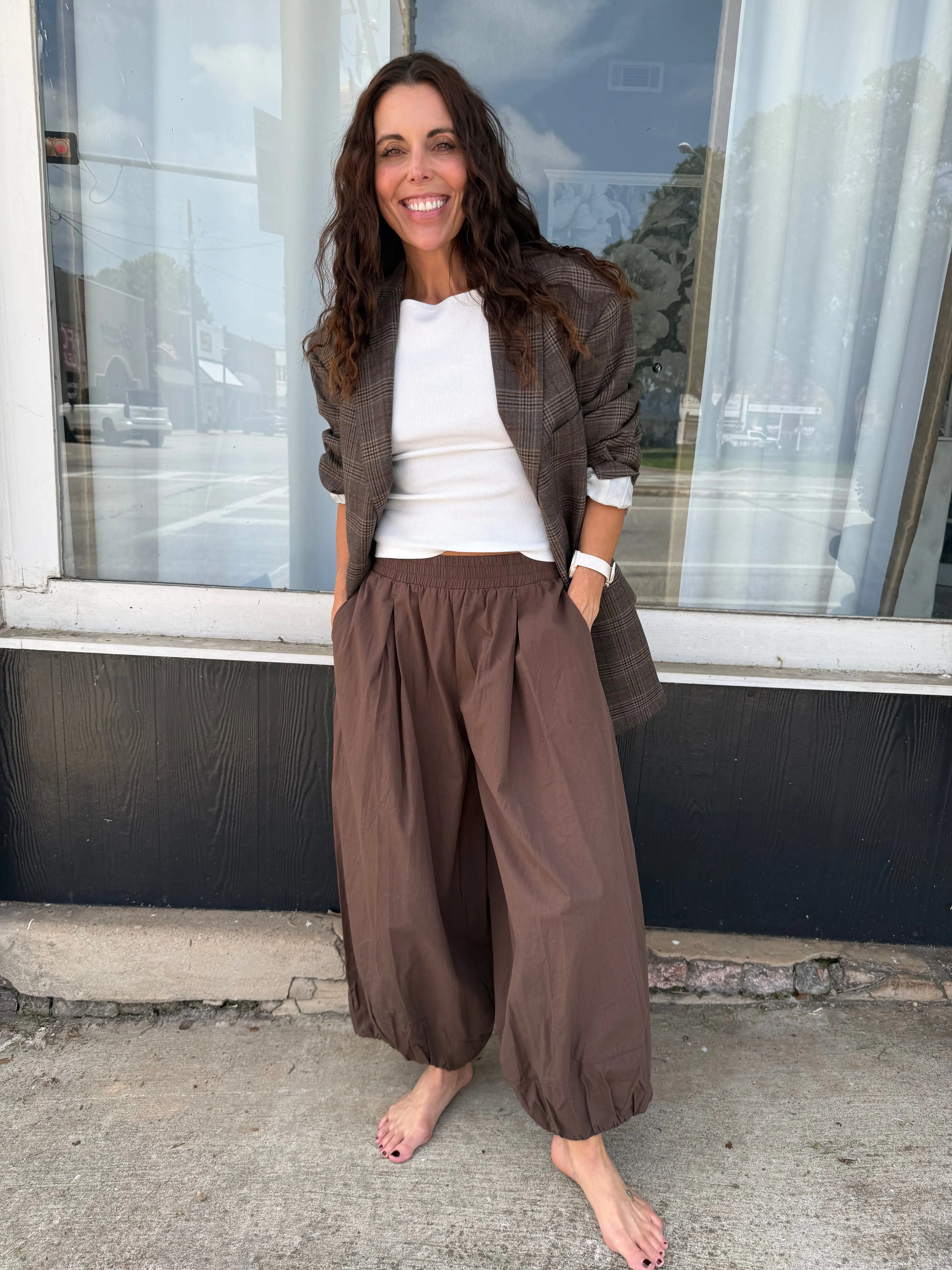 Mocha Balloon Pleated Pants