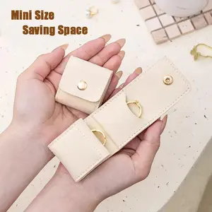 【Mother's Day Gift】Jewelry Roll Organizer -3PCS Felt Pouch Set -New Travel Jewelry Case- Travel Jewelry Storage Bag with 4 Compartments - Ring Earring Necklace Case - Rose Gold Snap Closure - Portable Anti-Scratch Travel Organizer for Women