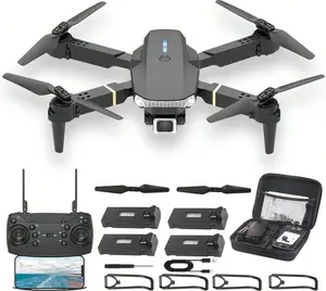 E88 Foldable FPV RC Quadcopter Drone with 1080P Camera, 2 Batteries, Carrying Case, 1-Key Start, Headless Mode, Waypoint Flight, 360° Flips – Ideal for Beginners & Kids