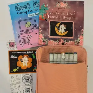 Goat Home Coloring Book Bundle with Padded Book/Tablet Sleeve and 21 markers Fun for Everyone 40 Easy Bold Pages for Relaxing Hobby Birthday Holiday Classroom Gift with Bonus Color Your Own Bookmark and Stickers by Kara Hope